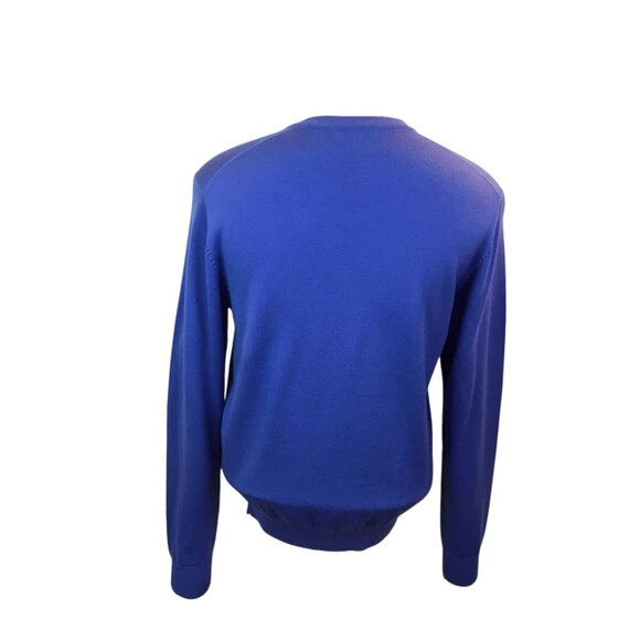 Donald Ross Mens Small V-Neck Sweater 100% Merino Wool Blue Embroidered Logo - Picture 3 of 8